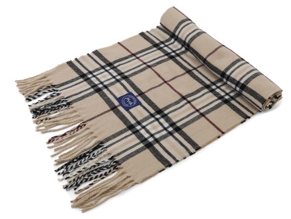 134508 Acrylic Scarf - Beige Tartan