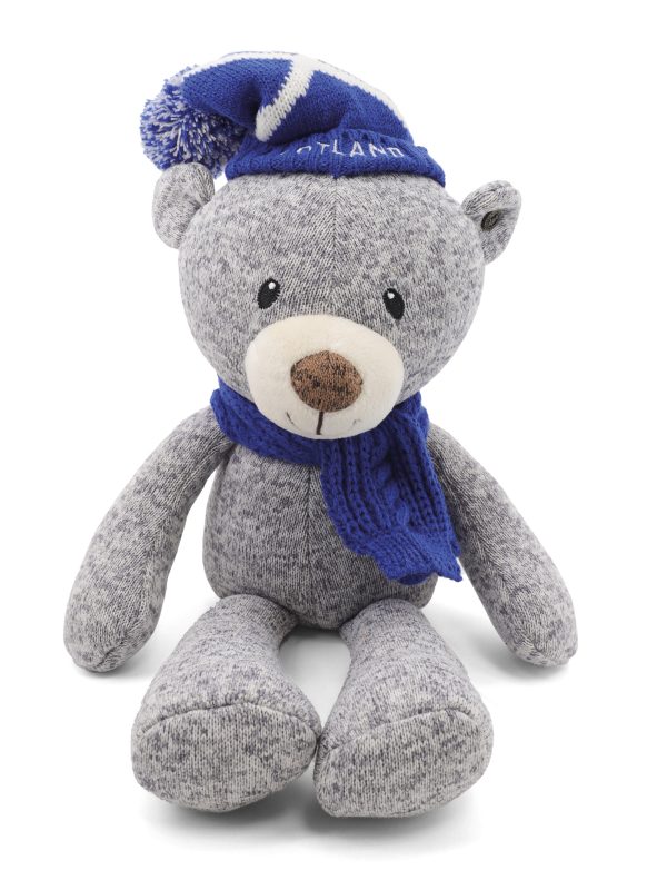 1420 Soft Toy - Grey Bear with Hat & Scarf