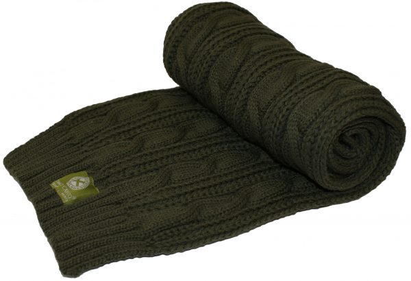 1464 CABLE KNIT SCARF - OLIVE GREEN