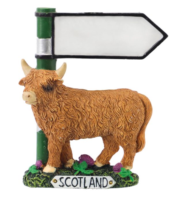 1630 Bespoke Signpost Destination Figurine - Highland Cow