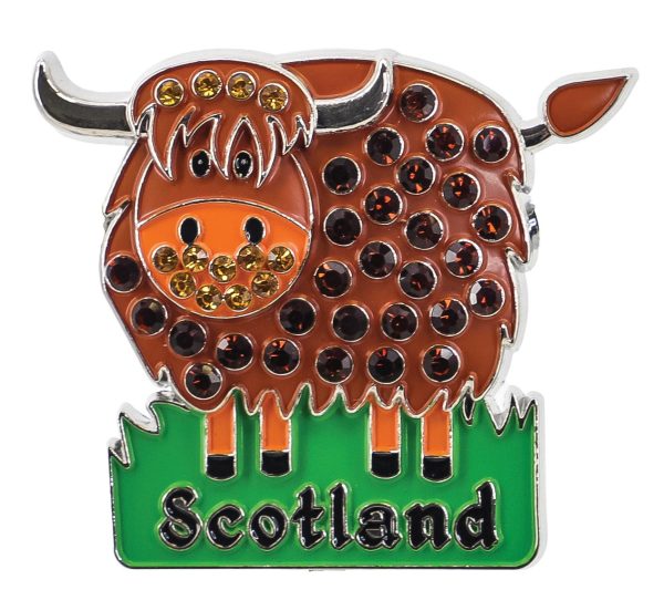 1793 Crystal Metal Fridge Magnet - Highland Cow