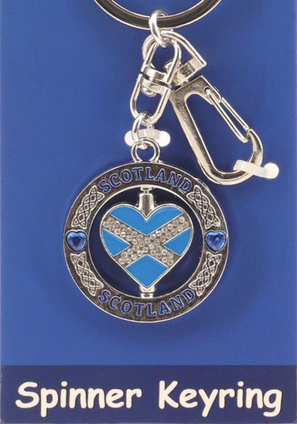1811 Saltire Heart Crystal Spinner Carded Keyring