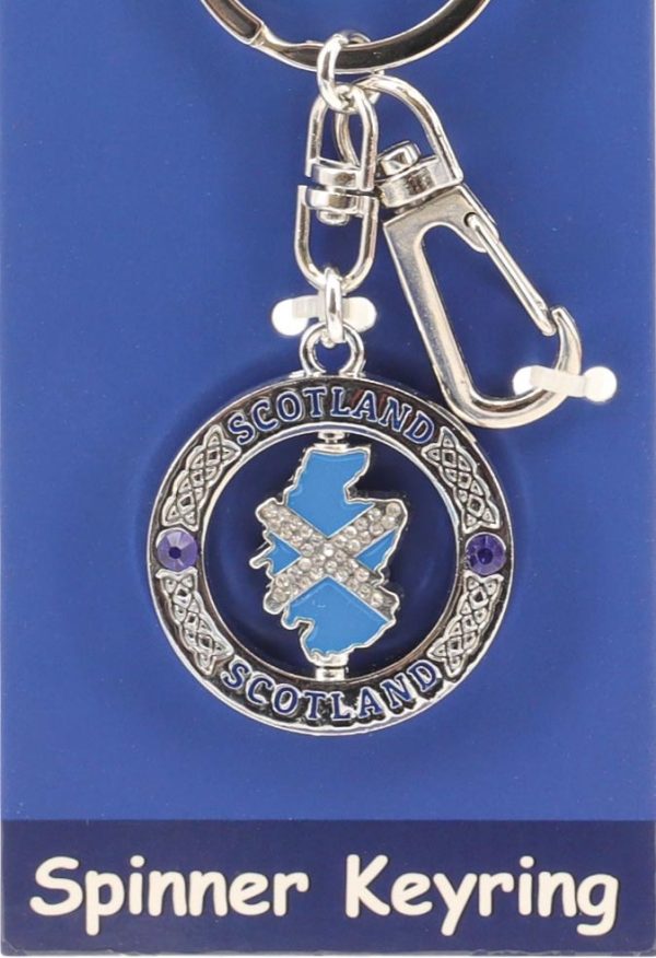 1812 Scotland Map Crystal Spinner Carded Keyring