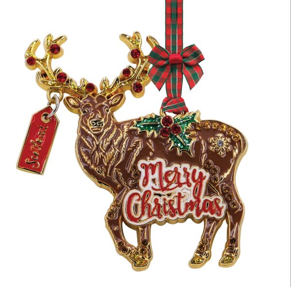 1880 Boxed Metal Crystal Christmas Tree Decoration - Stag