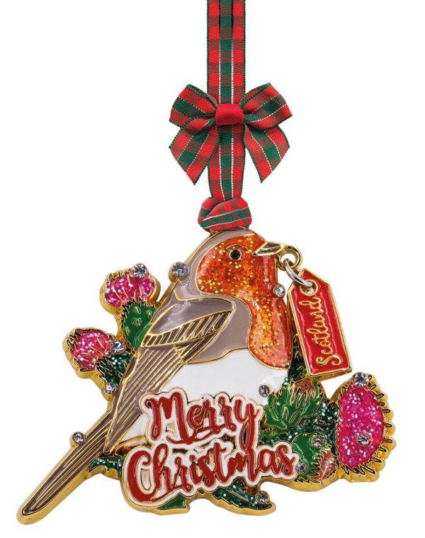 1882 Boxed Metal Crystal Christmas Tree Decoration - Robin