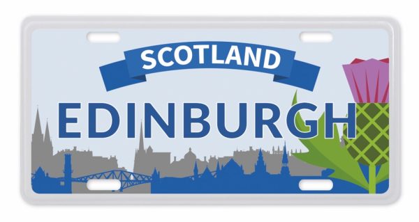 1940 Metal Road Sign Fridge Magnet - Edinburgh Skyline