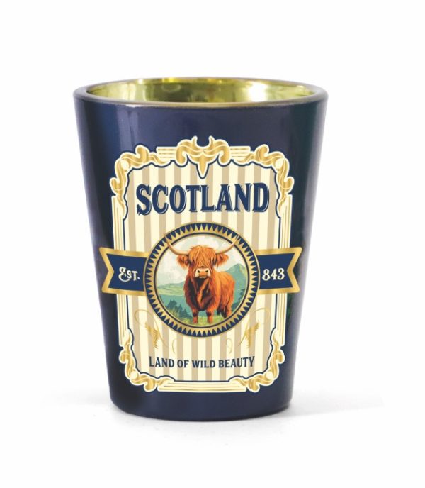2156 Vintage Tot Glass - Highland Cow - Land Of Wild Beauty