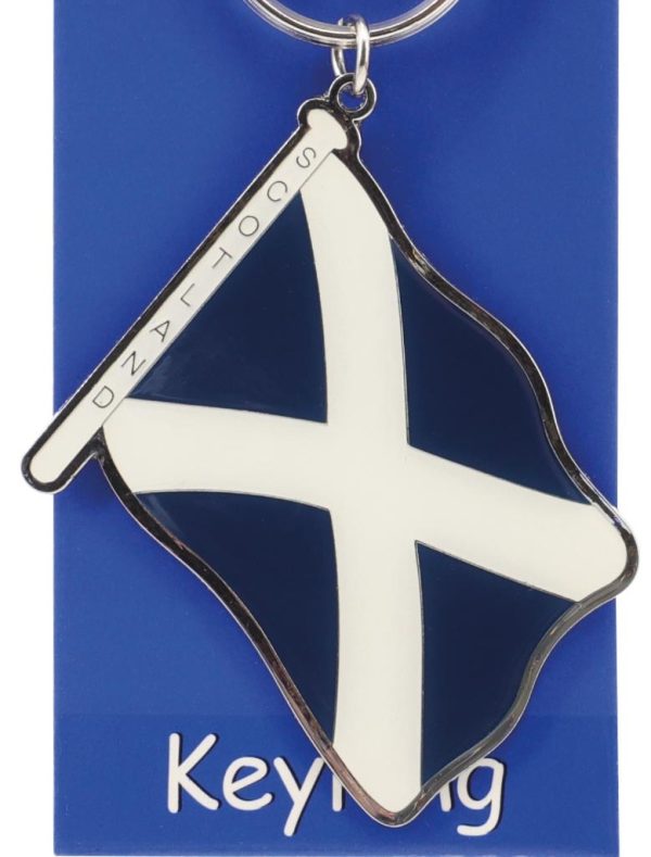 338 Flat Metal Carded Keyring - Saltire