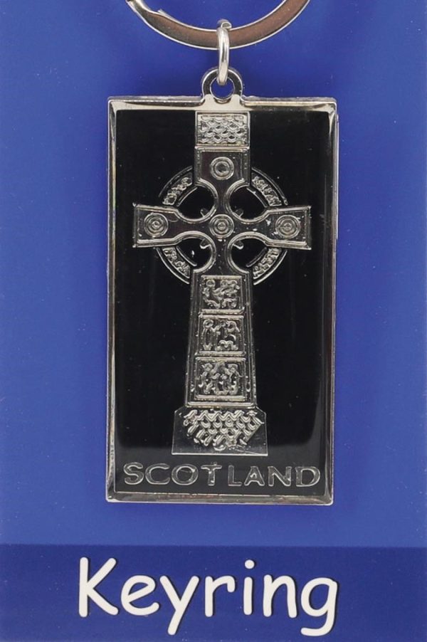 574 Flat Metal Carded Keyring - Celtic Cross