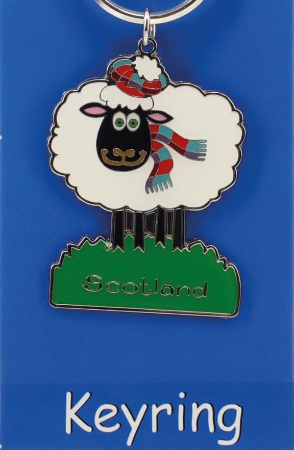 841 Flat Metal Carded Keyring - Sheep