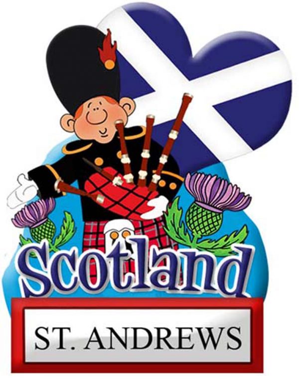 1401 Bespoke Destination Resin Fridge Magnet - Piper with Saltire Heart