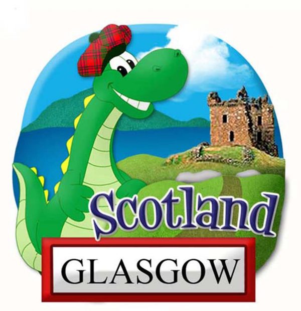 1402 Bespoke Destination Resin Fridge Magnet - Nessie with Castle
