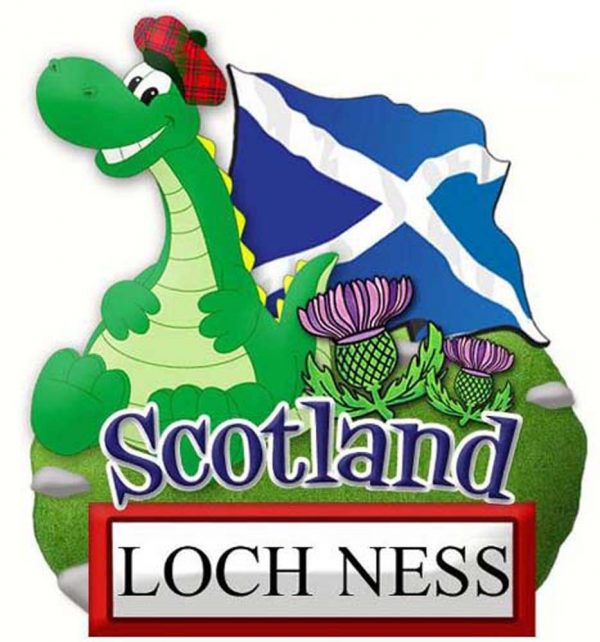 1403 Bespoke Destination Resin Fridge Magnet - Nessie with Saltire Flag