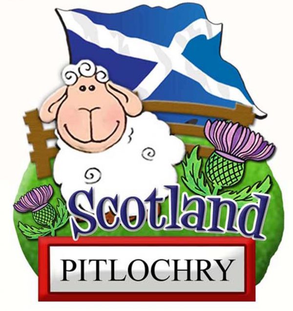 1407 Bespoke Destination Resin Fridge Magnet - Sheep with Saltire Flag